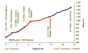 Das H�henprofil des Belchen Berglaufs