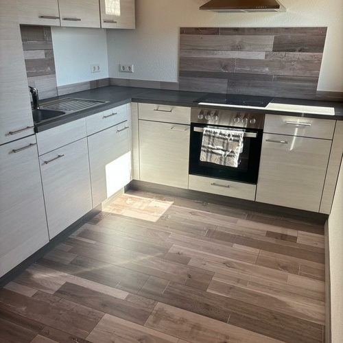 Die K&uuml;che mit Herd, Backofen und Sp&uuml;lbecken - 